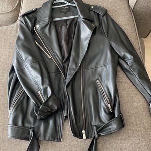 Black Zara Motorcycle Jacket, size L. Worn TWICE